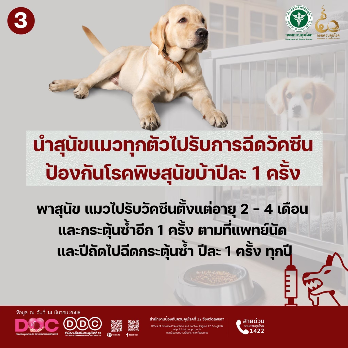กองสาธารณสุขและสิ่งแวดล้อม  ขอประชาสัมพันธ์ เรื่อง โรคพิษสุนัขบ้า #โรคพิษสุนัขบ้ารักษาไม่หายเป็นแล้วตายอย่างเดียว